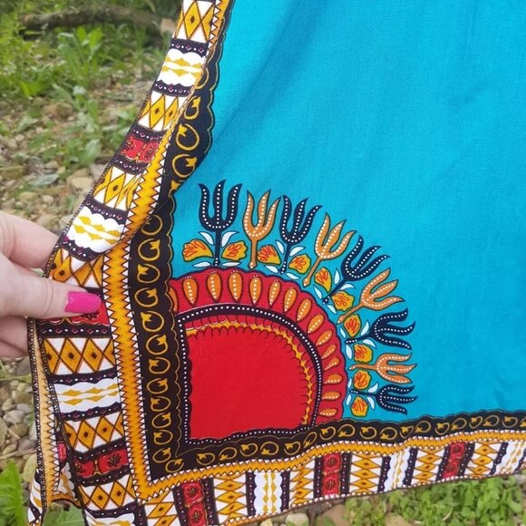African Boubou/Dashiki dress/kaftan in a pretty deep aqua. - Picture 3 of 8